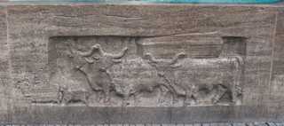 Fischbrunnen (München) - Cattle with coffin (?)